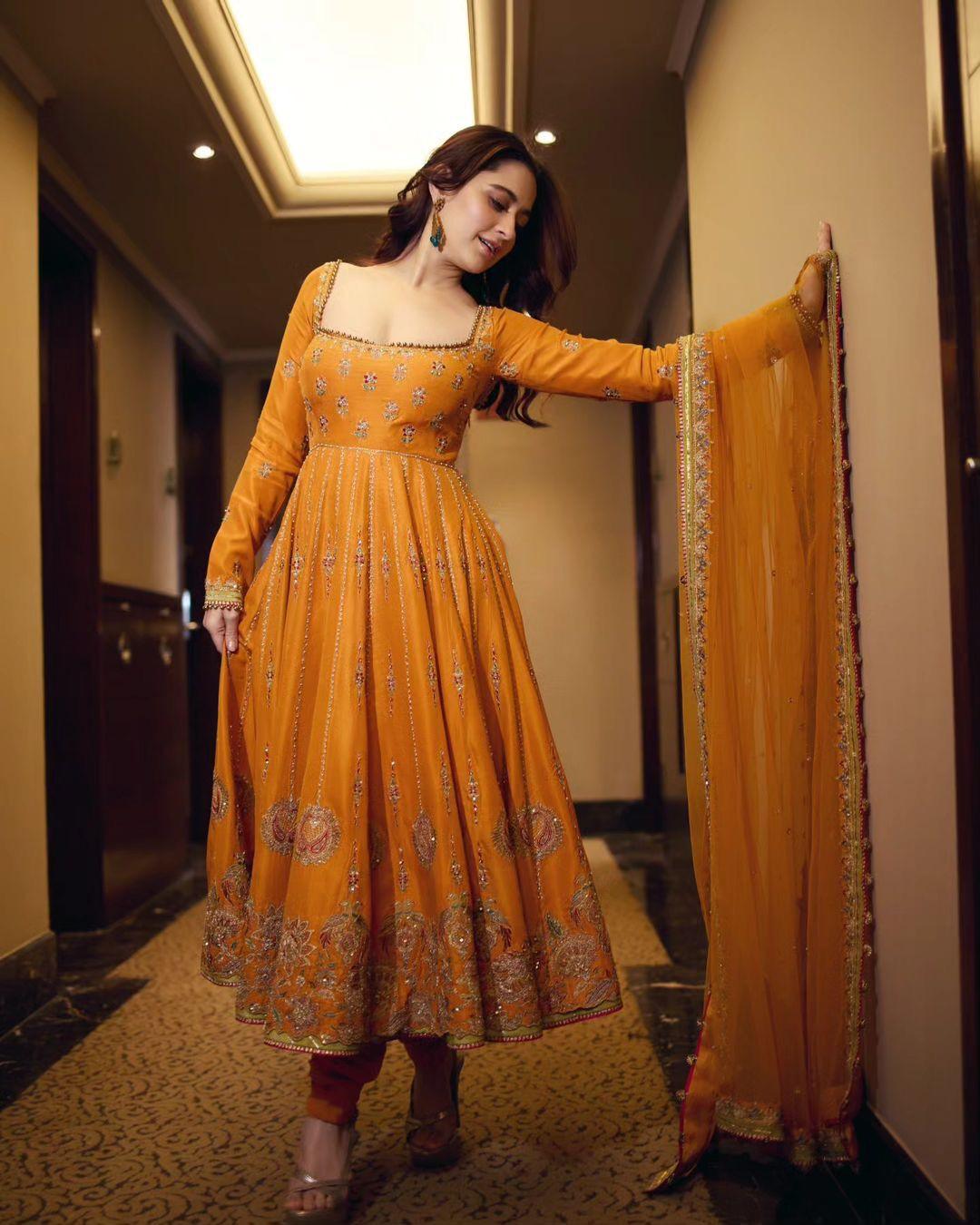 Women's Faux Georgette Embroidered Yellow Anarkali Gown with Dupatta - TheGooBuy