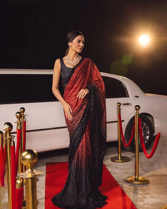 Embelished velvet Saree