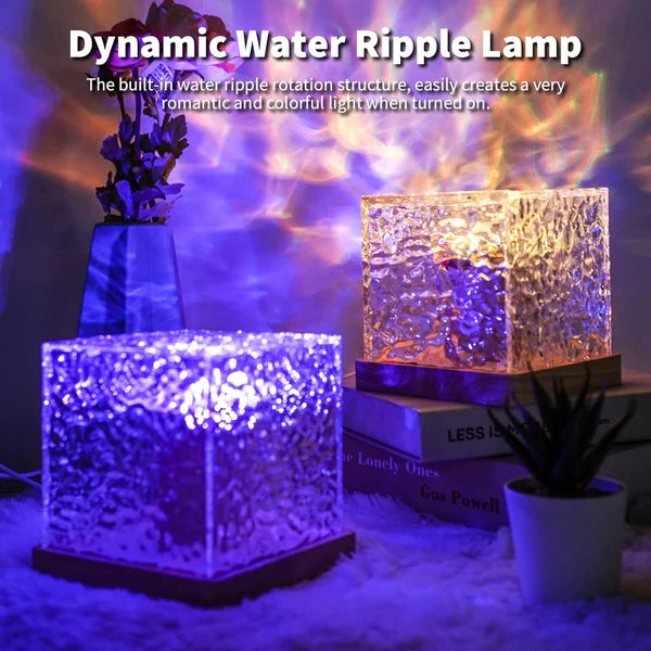 Dynamic Rotating Water Ripple Night Light, Colour Changing Crystal Lamp with Remote