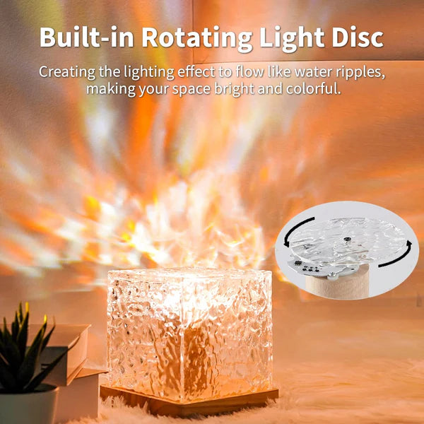 Dynamic Rotating Water Ripple Night Light, Colour Changing Crystal Lamp with Remote