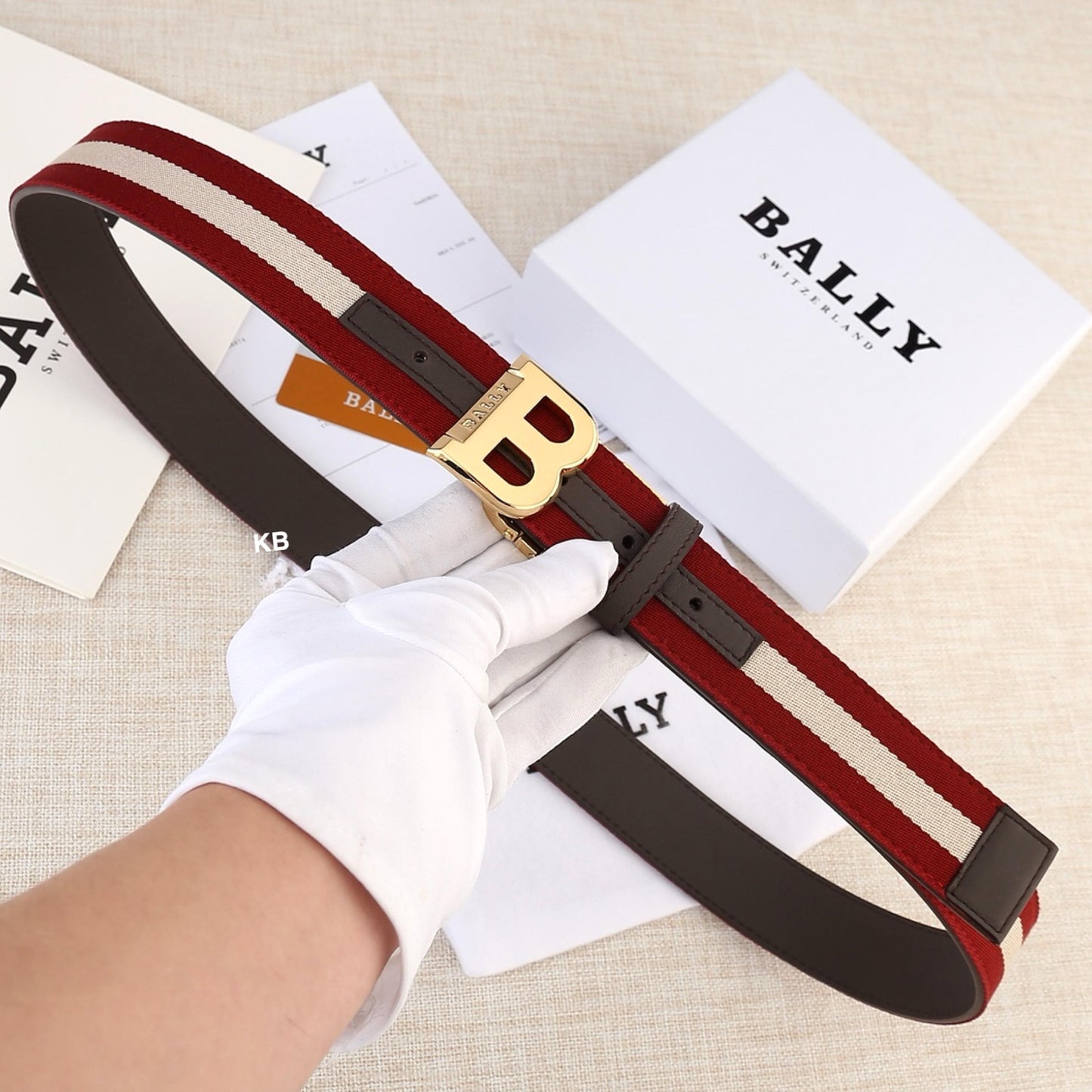 Bally Bising Halo-Striped Reversible Belt&nbsp;