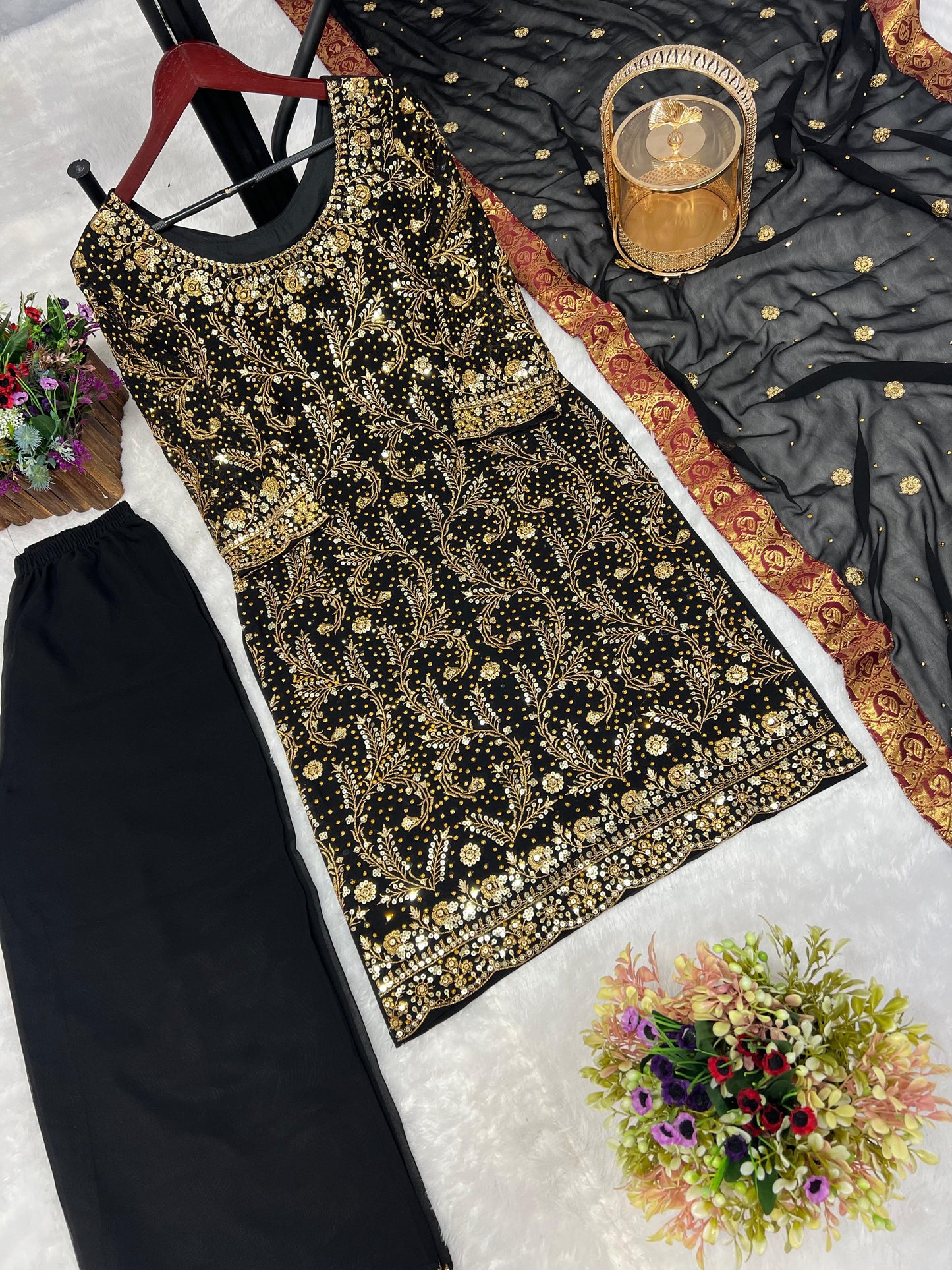 Latest heavy pakistani suits 119 Black