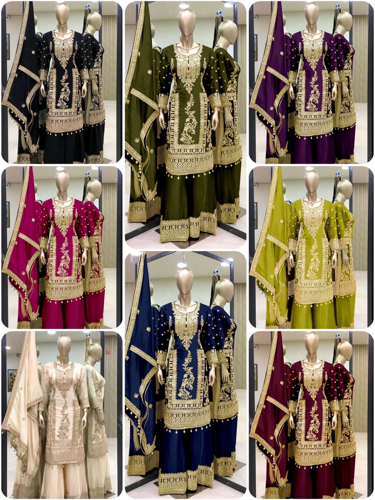 Embroidery Coding Dori-Sequence Work Top-Bottom And Dupatta Set Fully Stitched