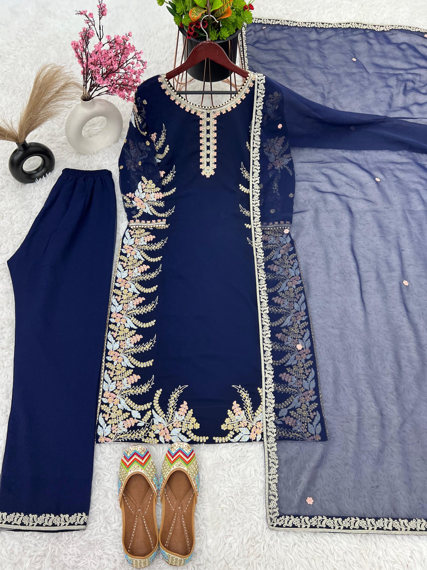 New Designer Embroidery Sequence Work Fancy Suit