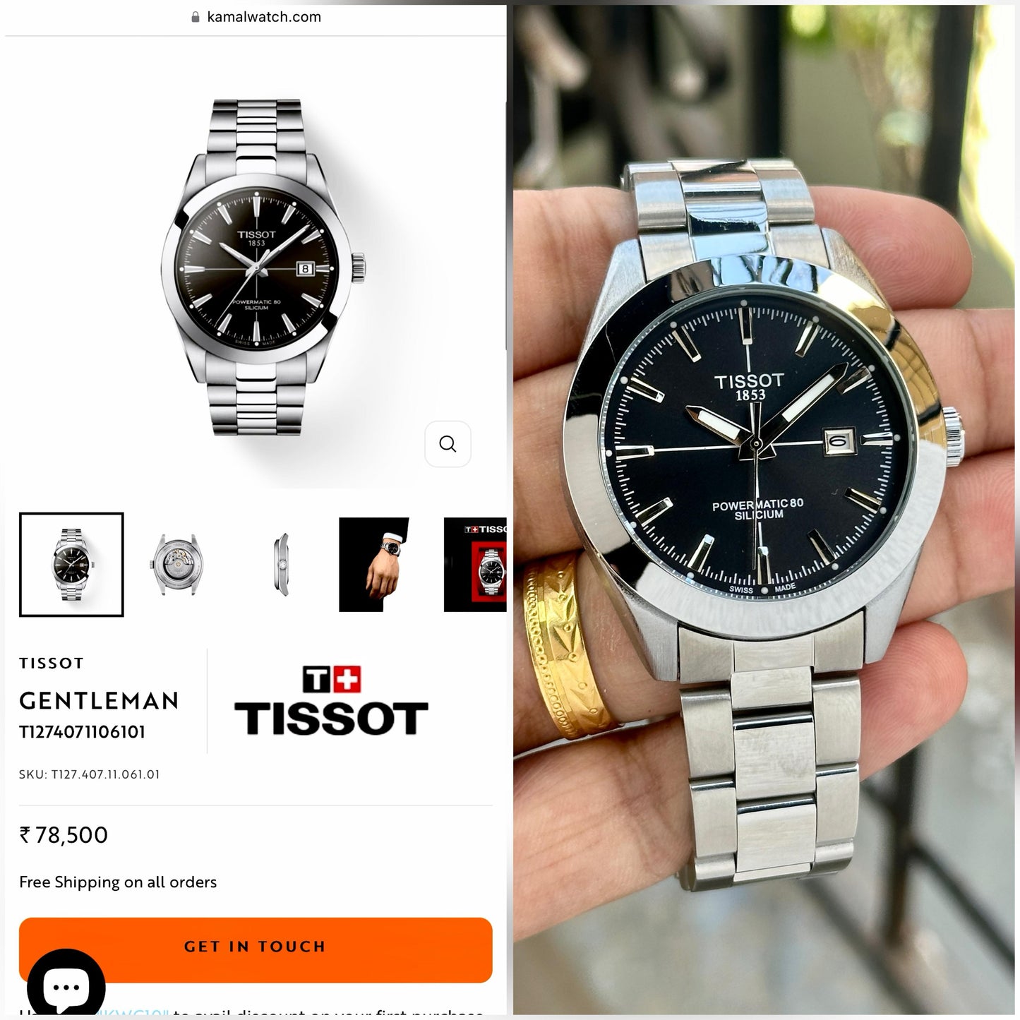 Tissot Gentleman Powermatic 80 Silicium Black Dial 40mm