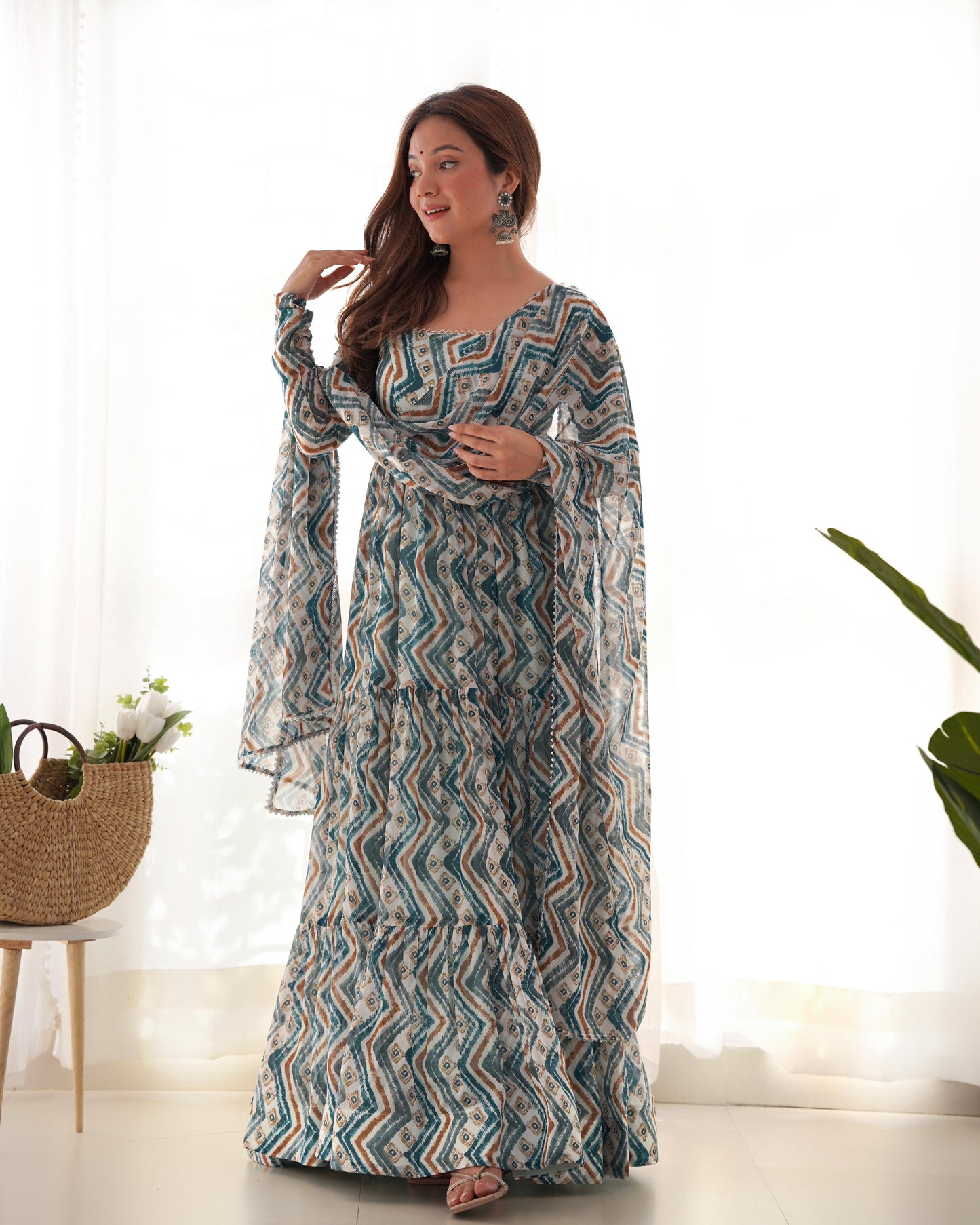 Climax Collection Stylish and Casual Wear Gown with Dupatta