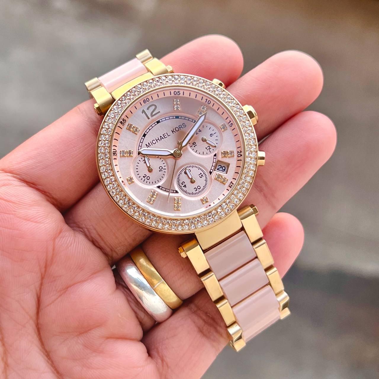 Michael Kors Cute Pink & Gold Stylish Girls Watch Now