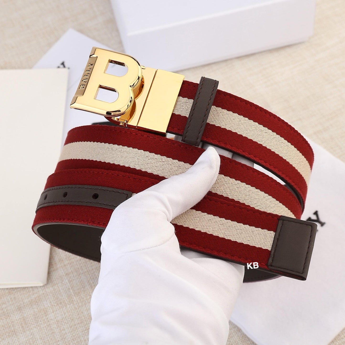 Bally Bising Halo-Striped Reversible Belt&nbsp;