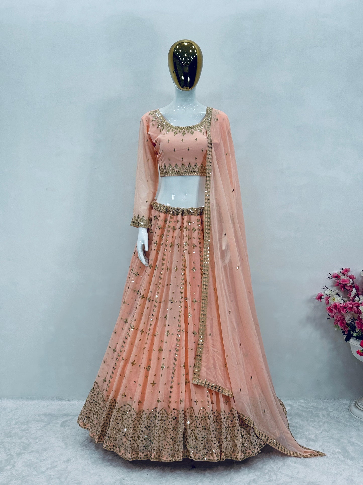 Designer Heavy Mono Silk Embroidery Work Lehenga Choli With Dupatta