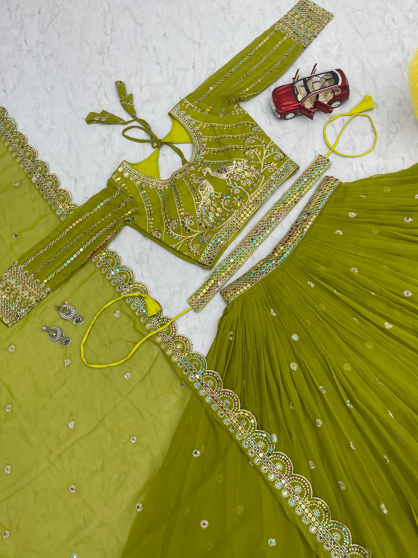 Purple and Green Embroidered Brocade Anarkali