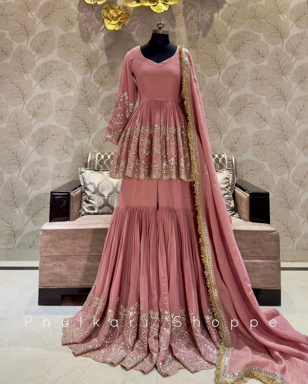 Fox Georgette Kediya-Palazzo and Dupatta Set Fully Stitched Ready To Wear