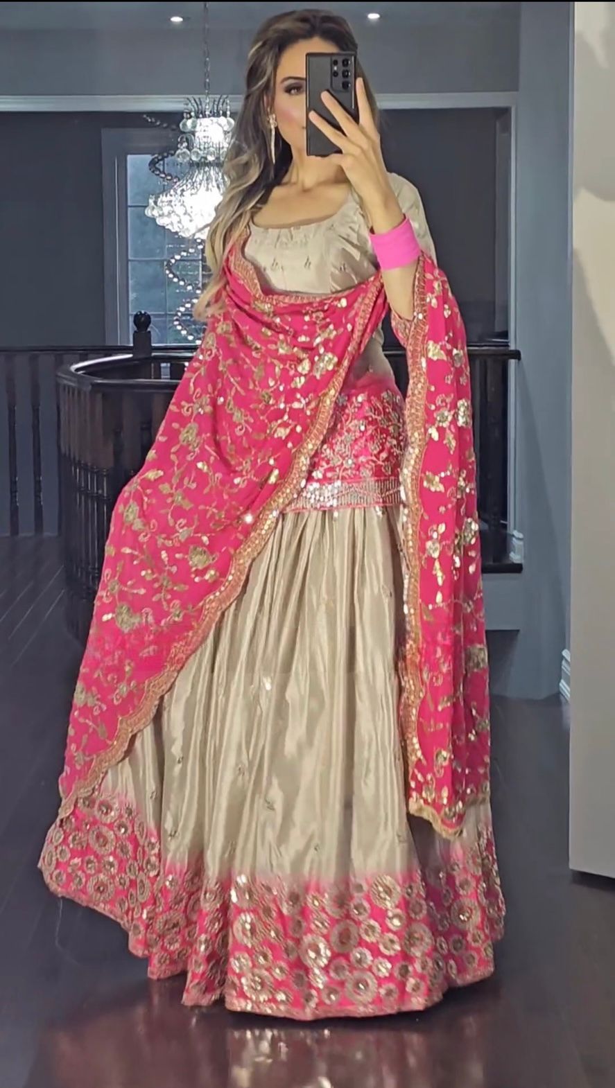 Pink and Gold Lehenga