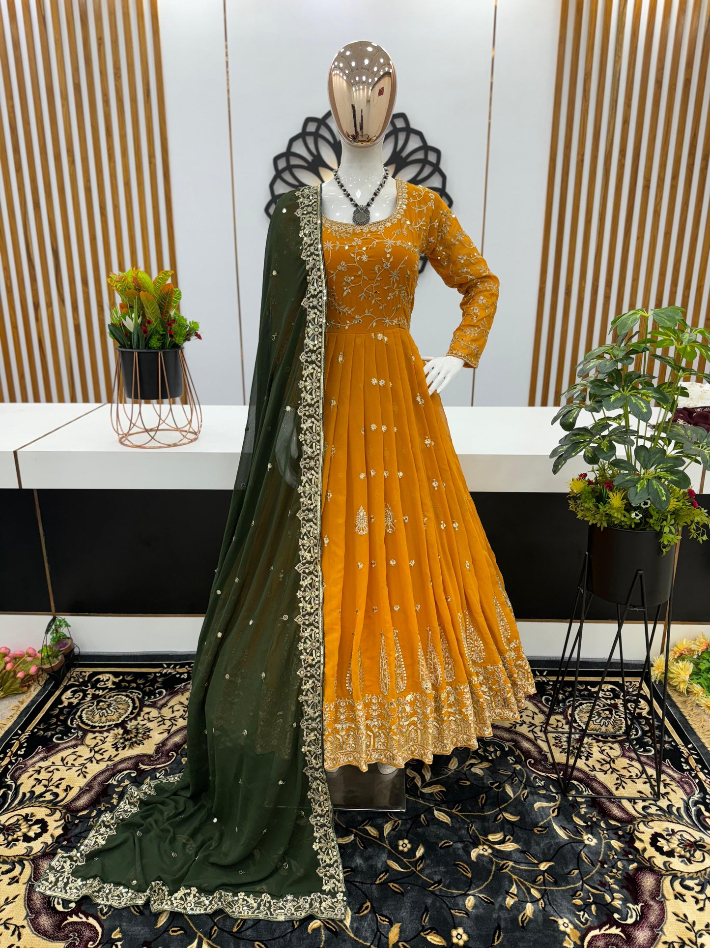 Heavy Embroidery Sequence Work Gown With Fully Stiched