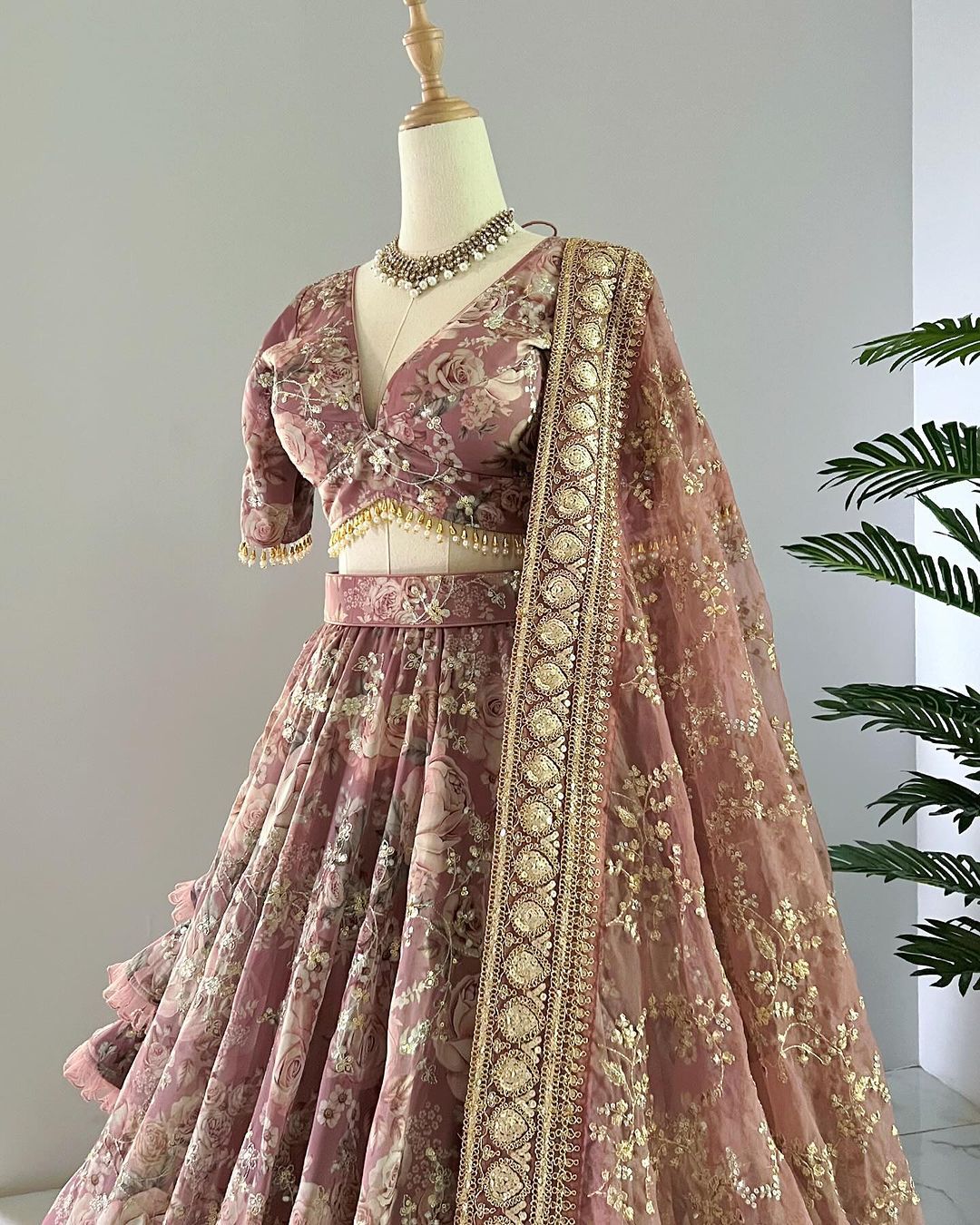 Attractive Heavy Embroidery Work Pink Color Lehenga Choli