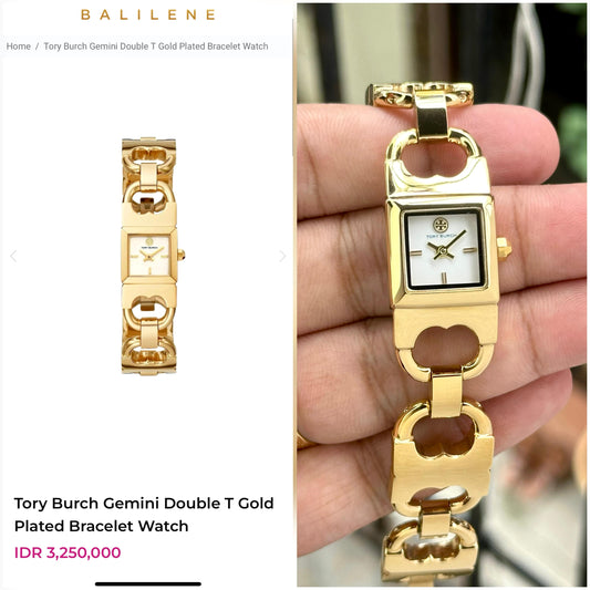 Tory Burch Gemini Double T Gold Plated Bracelet Watch: Elegance Redefined