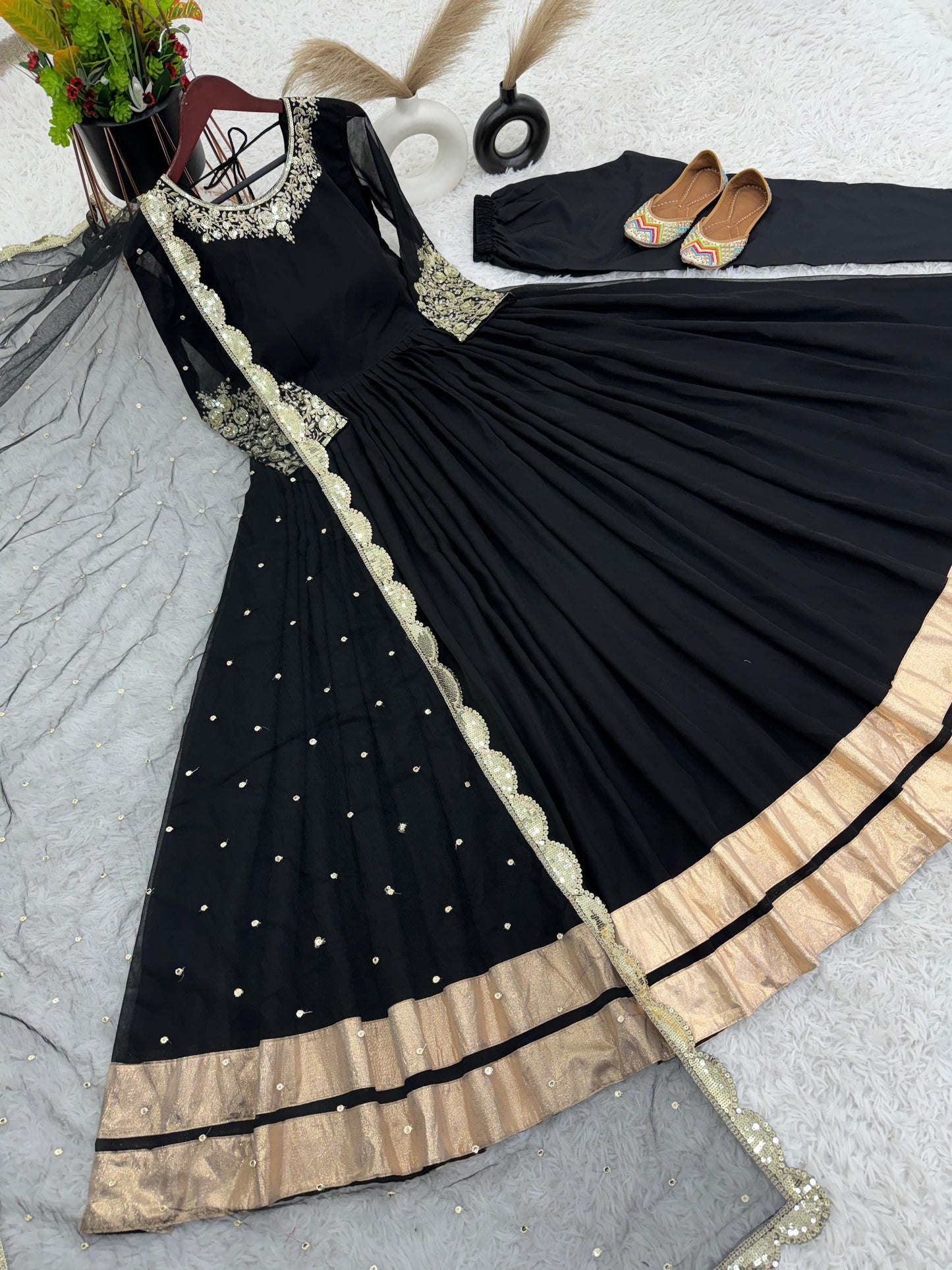 Heavy Embroidery Sequence Work Gown With Fully Stiched and Dupatta Ready to Wear