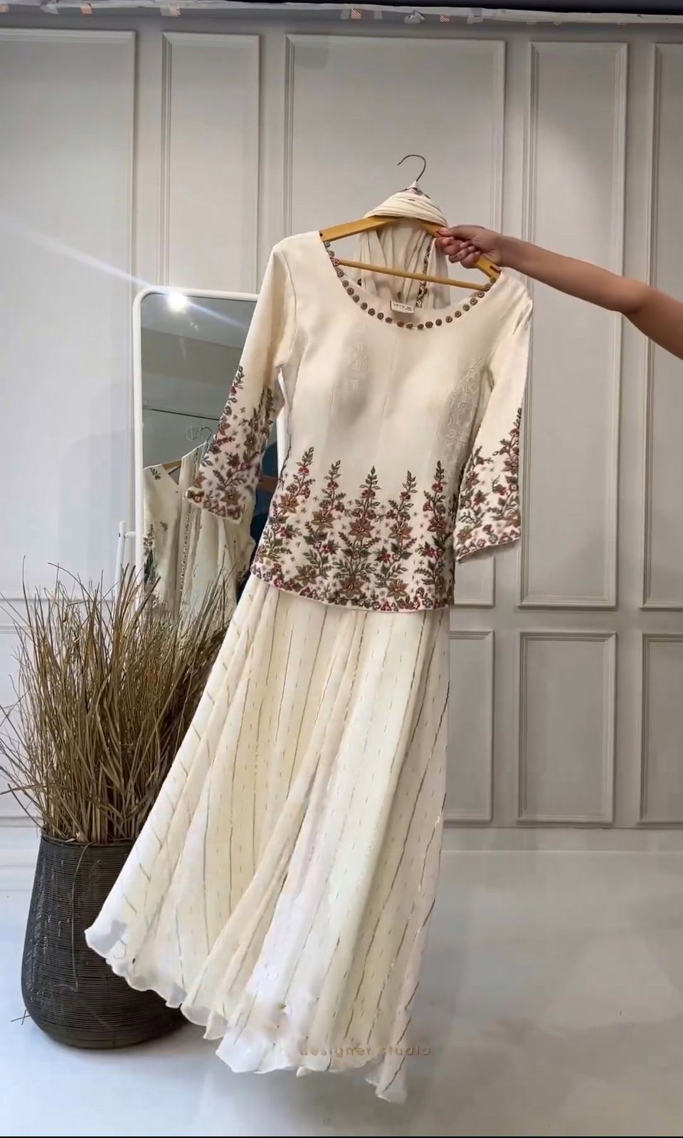 Embroidery Sequence Work Top-Plazo And Dupatta Set Fully Stitched Ready To Wear