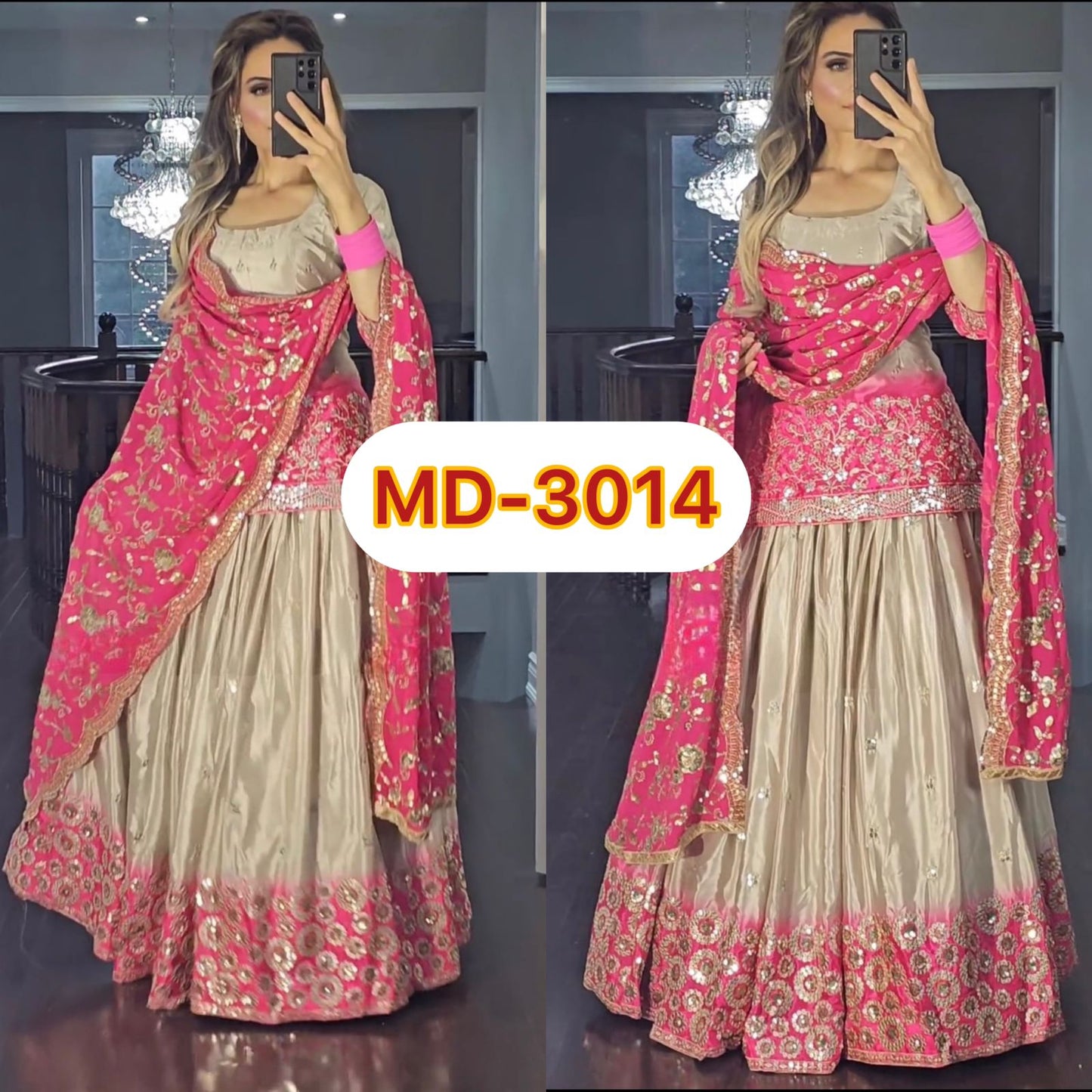 Pink and Gold Lehenga