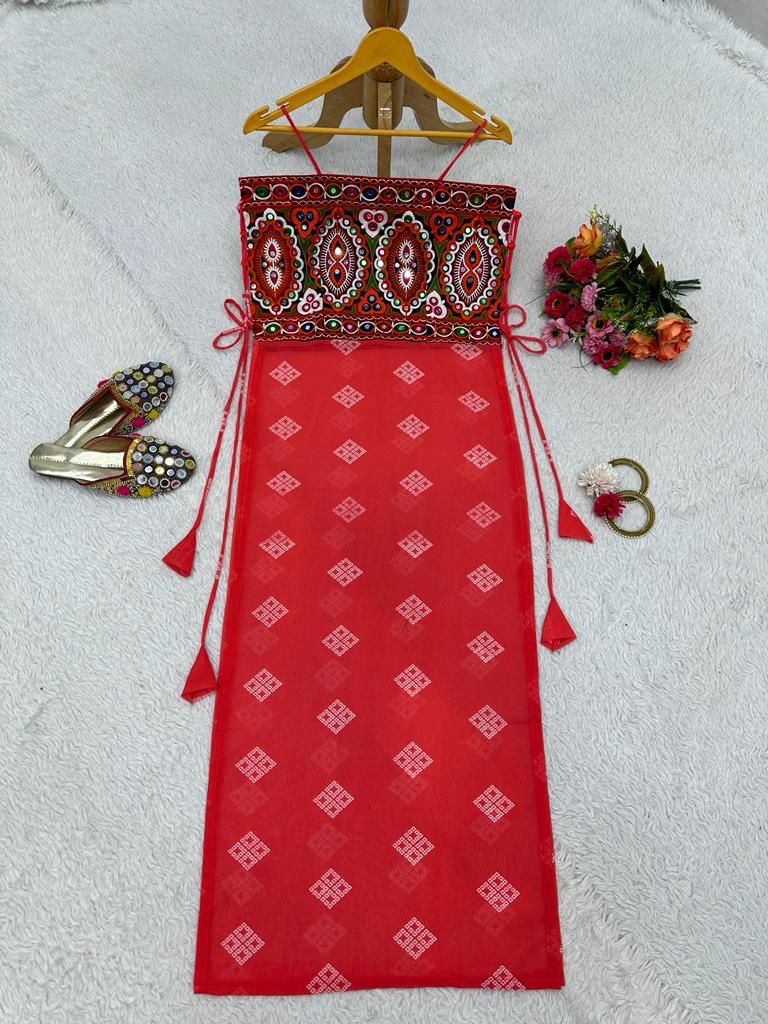 Red stylish indowestern fancy kurti