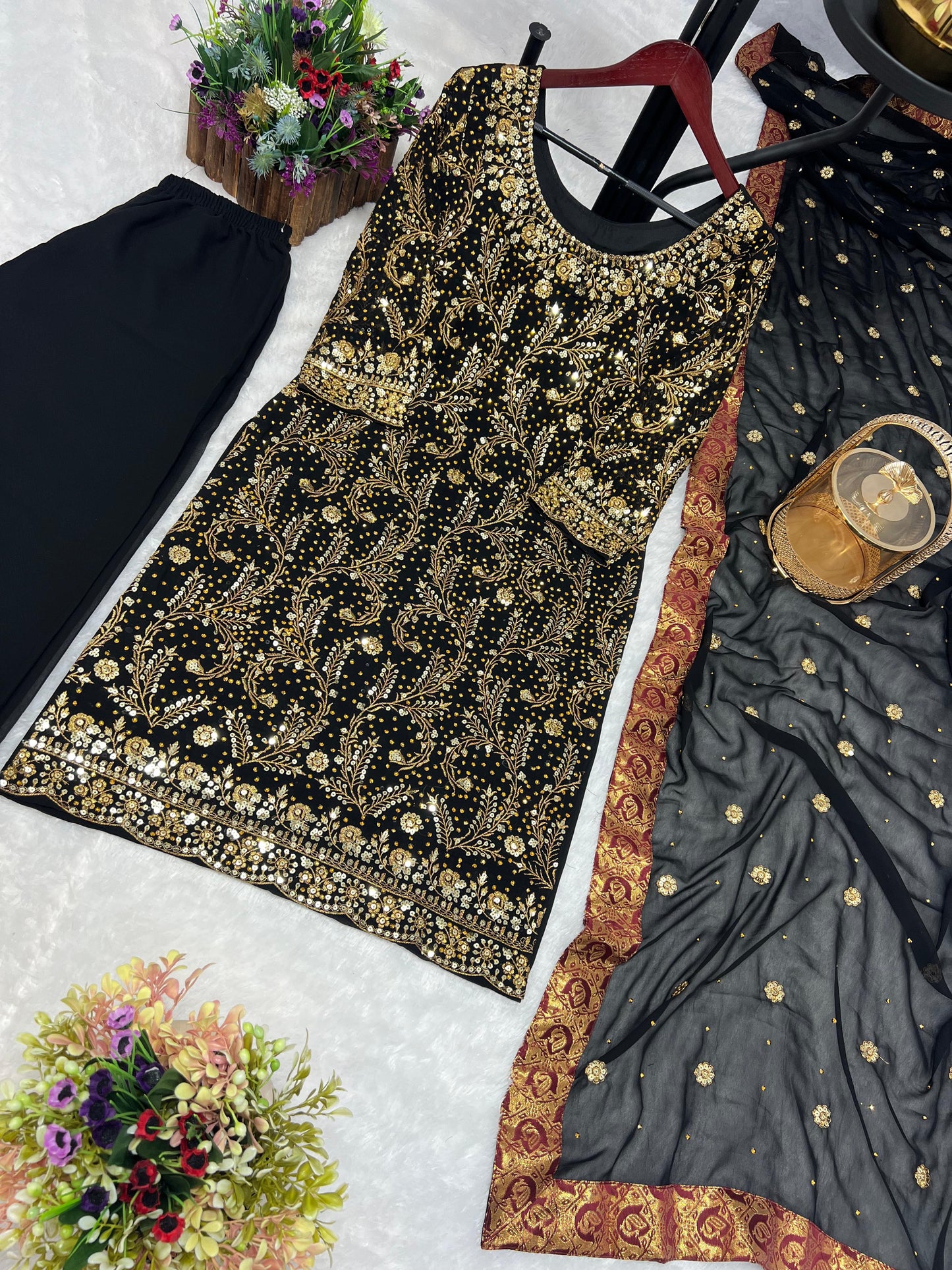 Latest heavy pakistani suits 119 Black