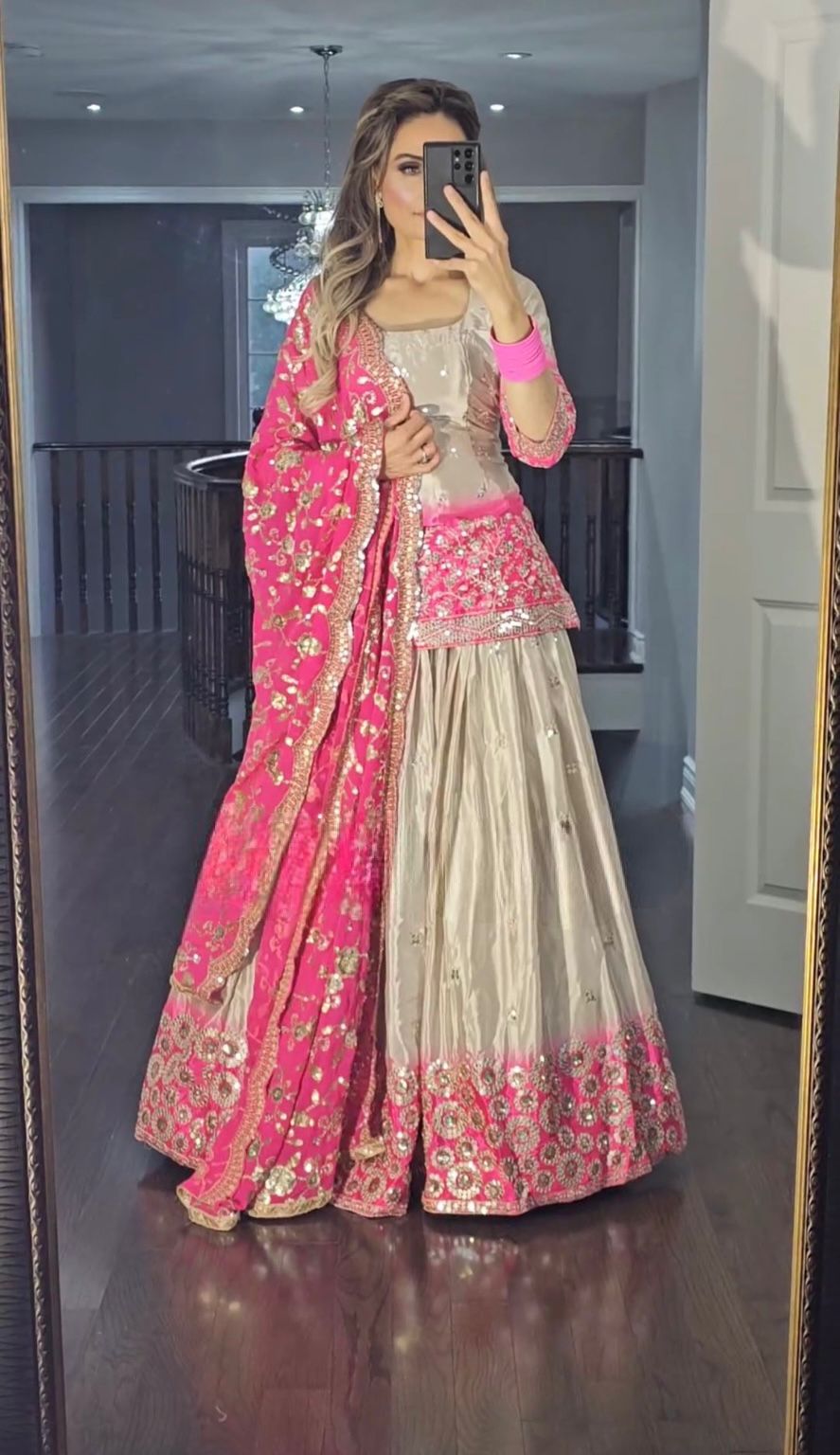 Pink and Gold Lehenga