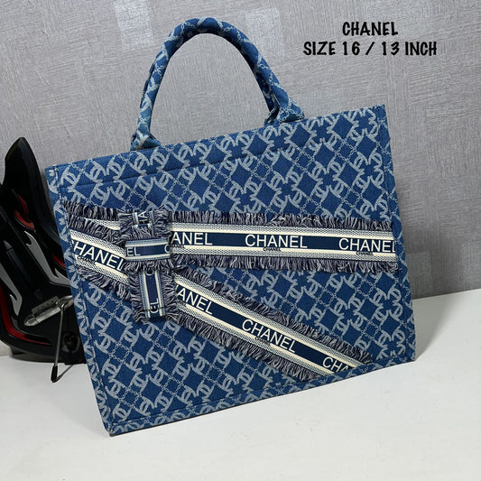 CHANEL Denim Bow Tote Bag