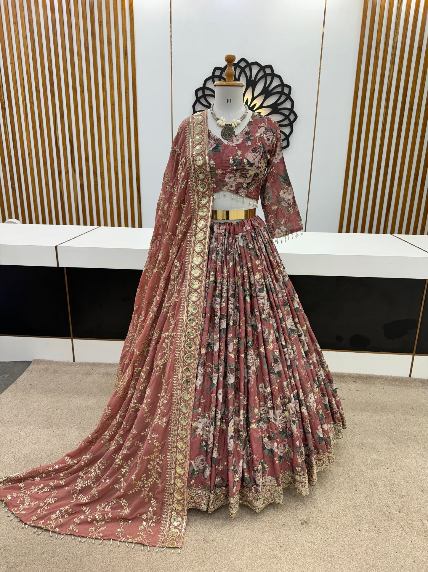 Multi Color Satin Silk Wedding Wear Sequence Work Lehenga Choli