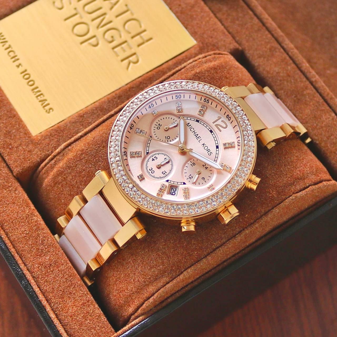 Michael Kors Cute Pink & Gold Stylish Girls Watch Now