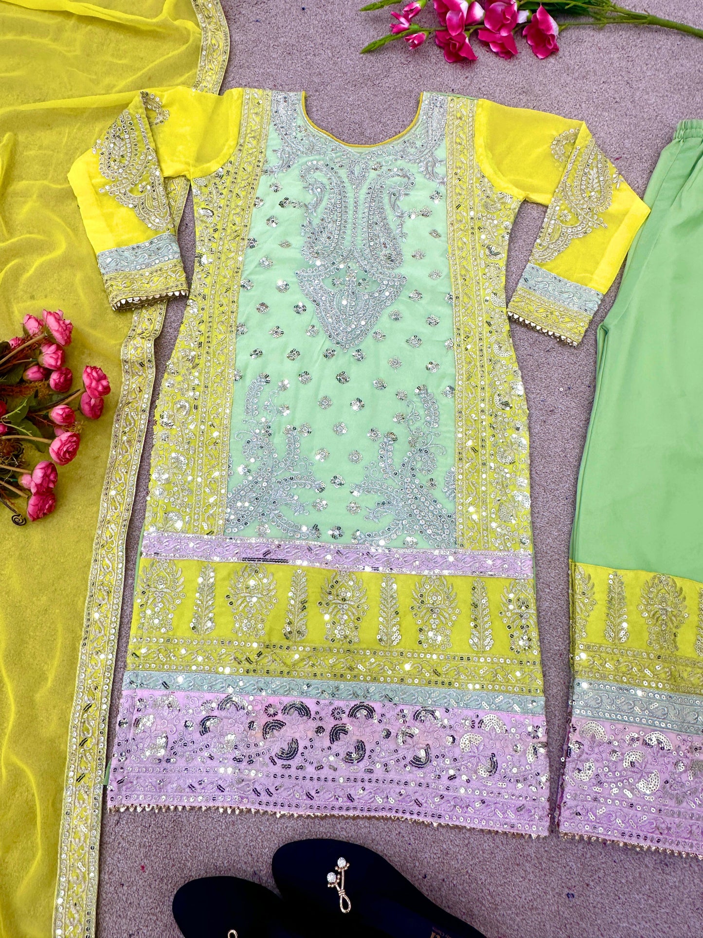 Party Wear Look Fancy Top-Dupatta and Fully Stitched Sharara*