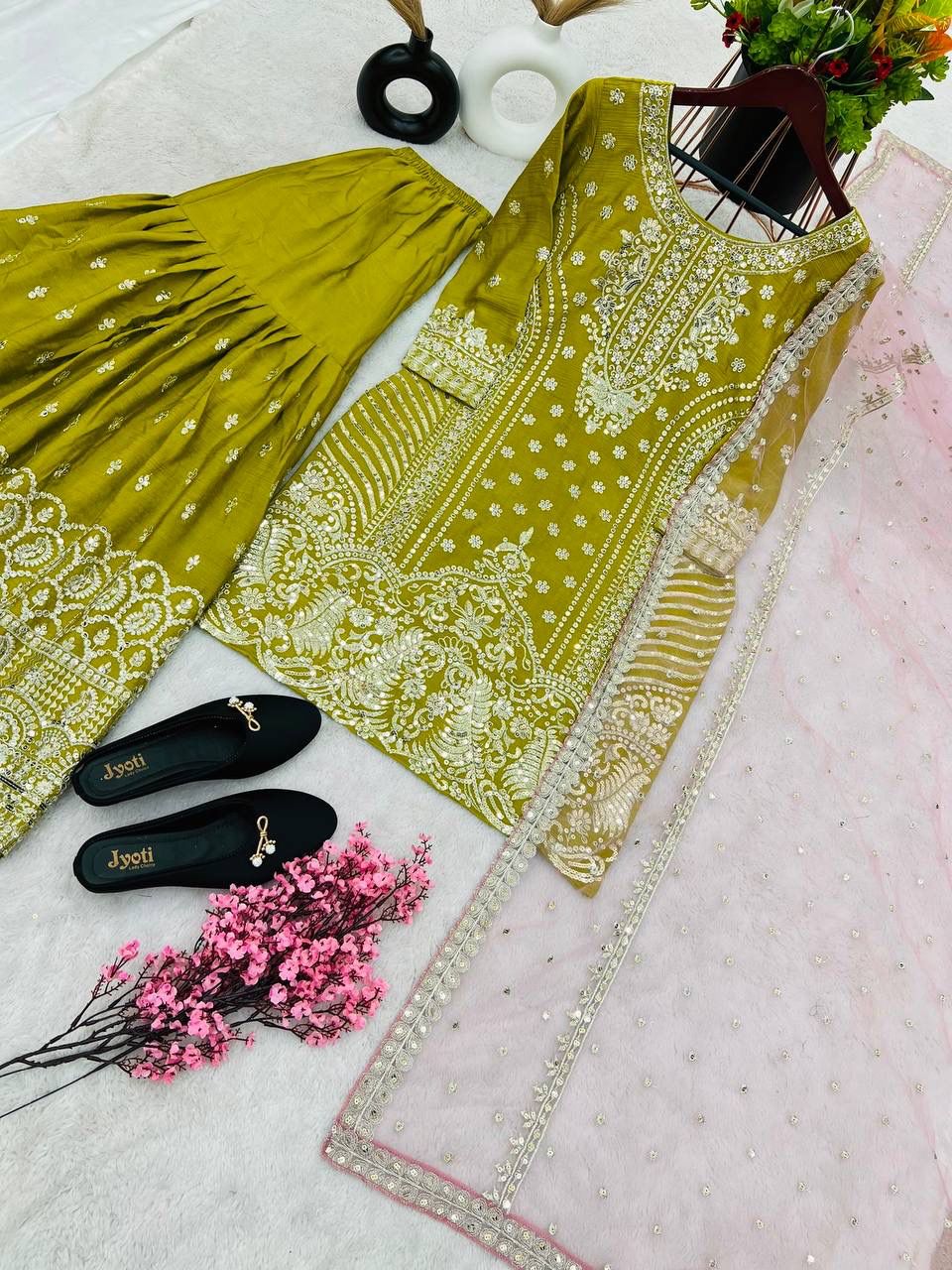 Faux Georgette Top-Bottom And Dupatta Set Fully Stitched Ready To Wearing