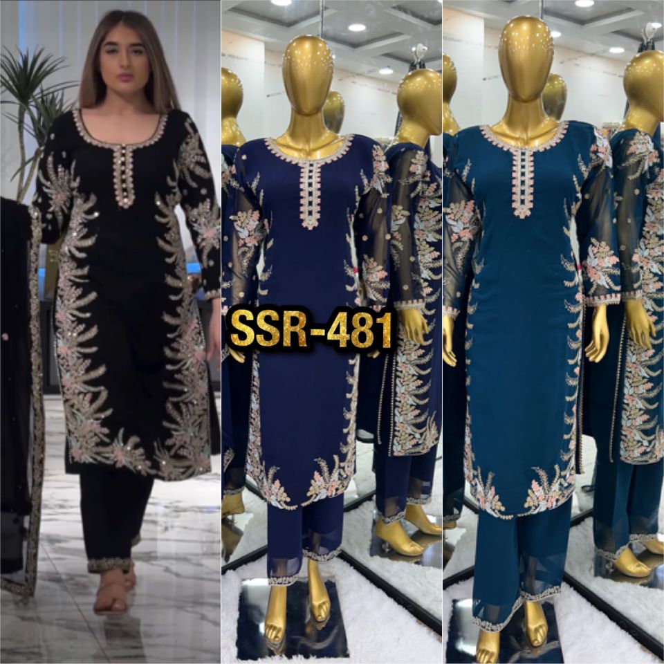 New Designer Embroidery Sequence Work Fancy Suit