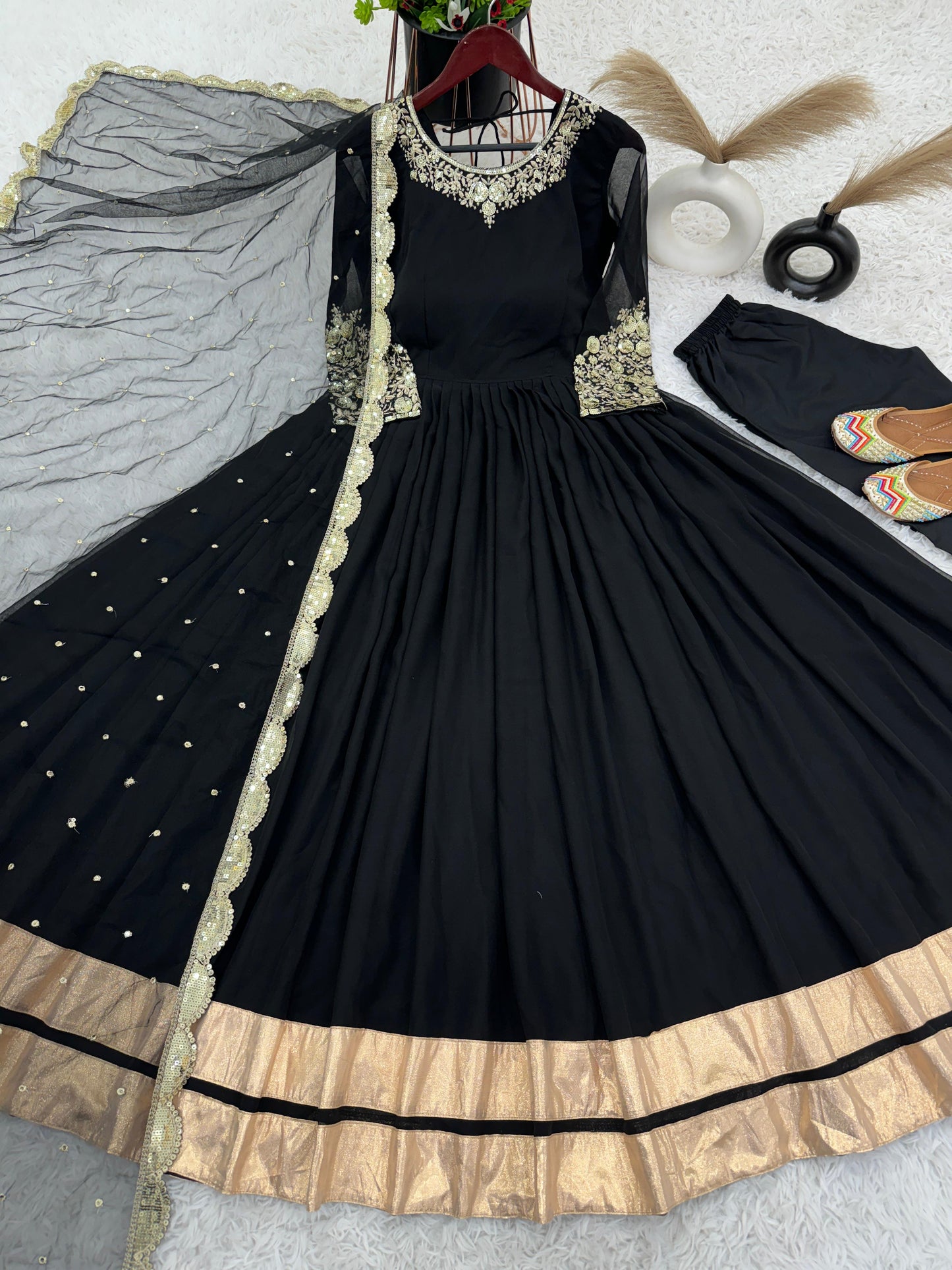 Heavy Embroidery Sequence Work Gown With Fully Stiched and Dupatta Ready to Wear