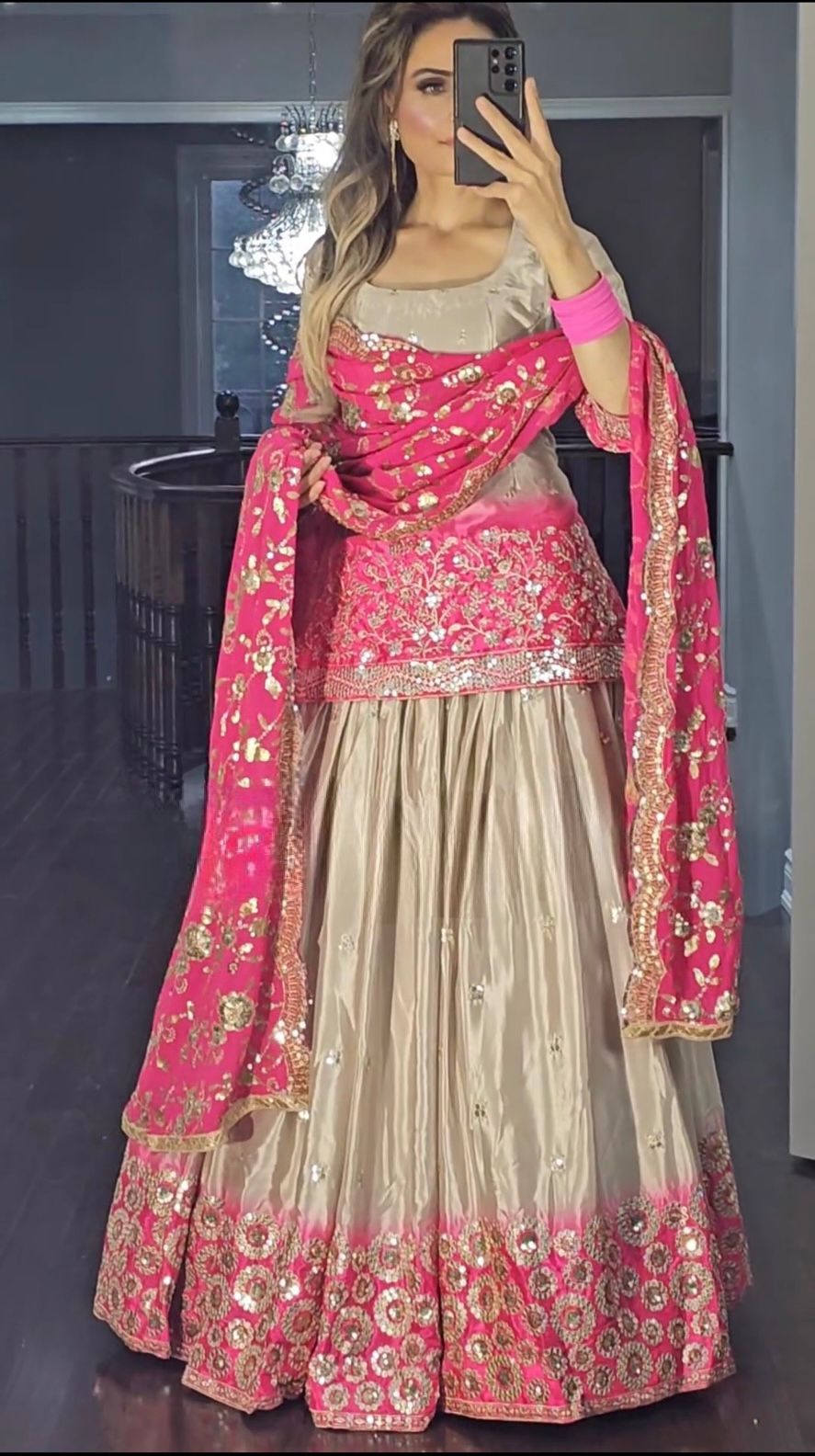 Pink and Gold Lehenga