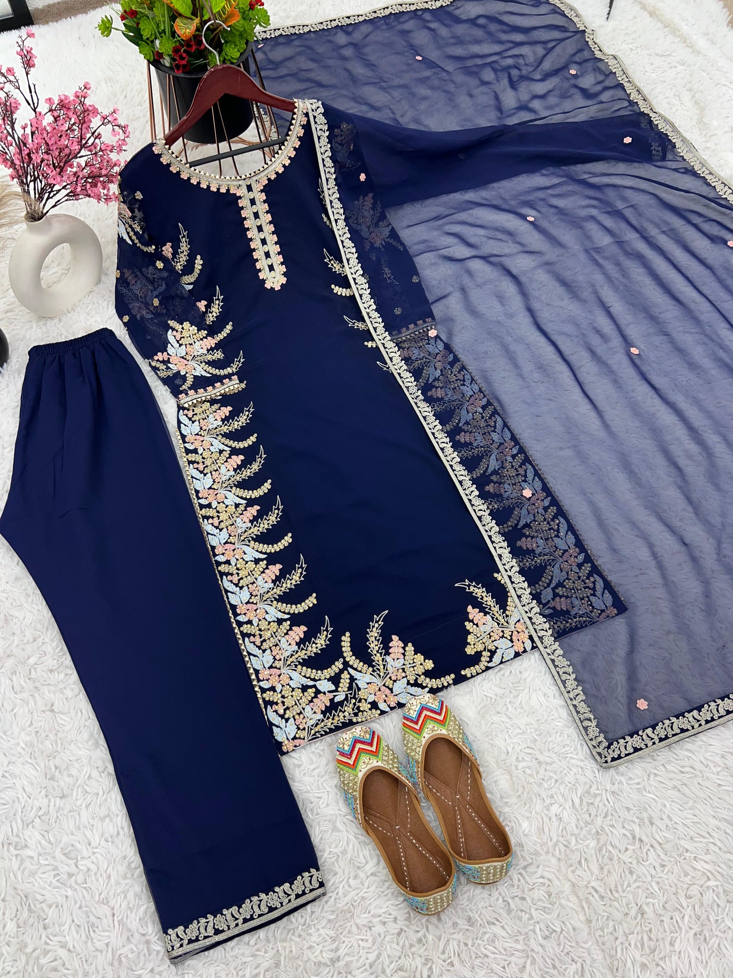 New Designer Embroidery Sequence Work Fancy Suit