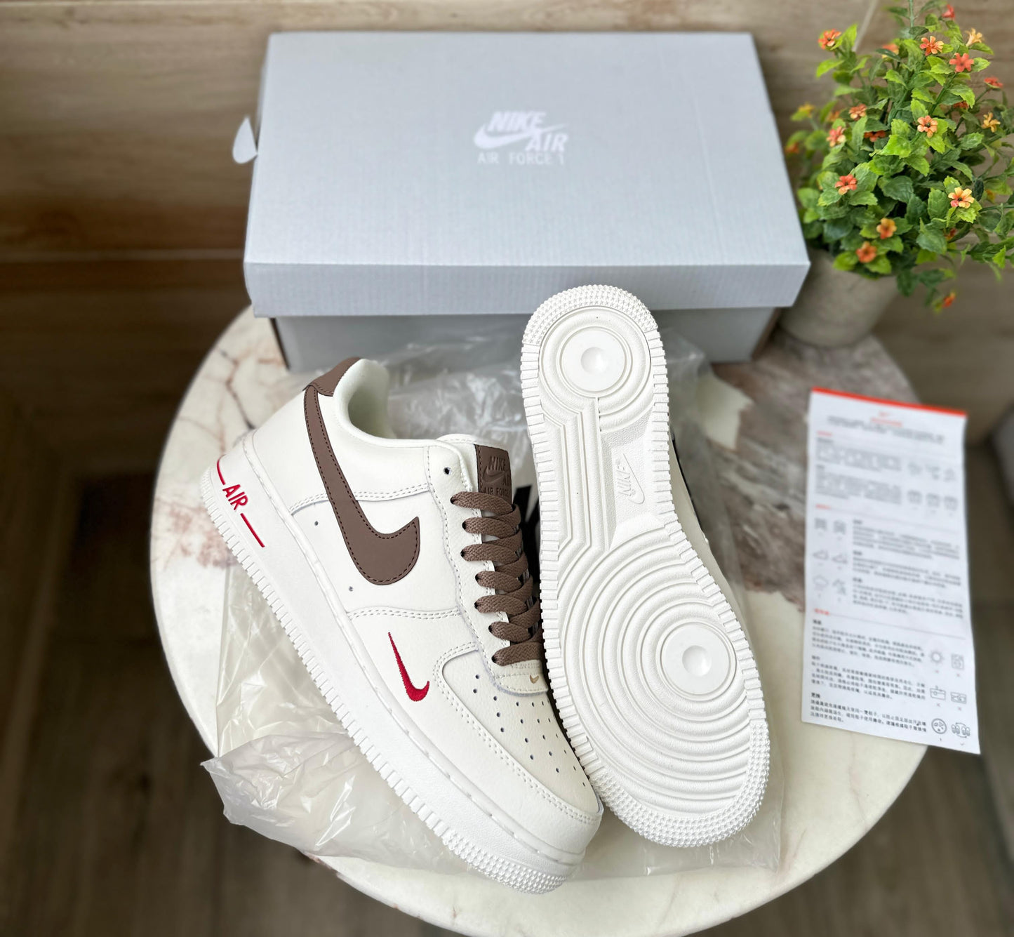 Nike Air Force Brown Swoosh –